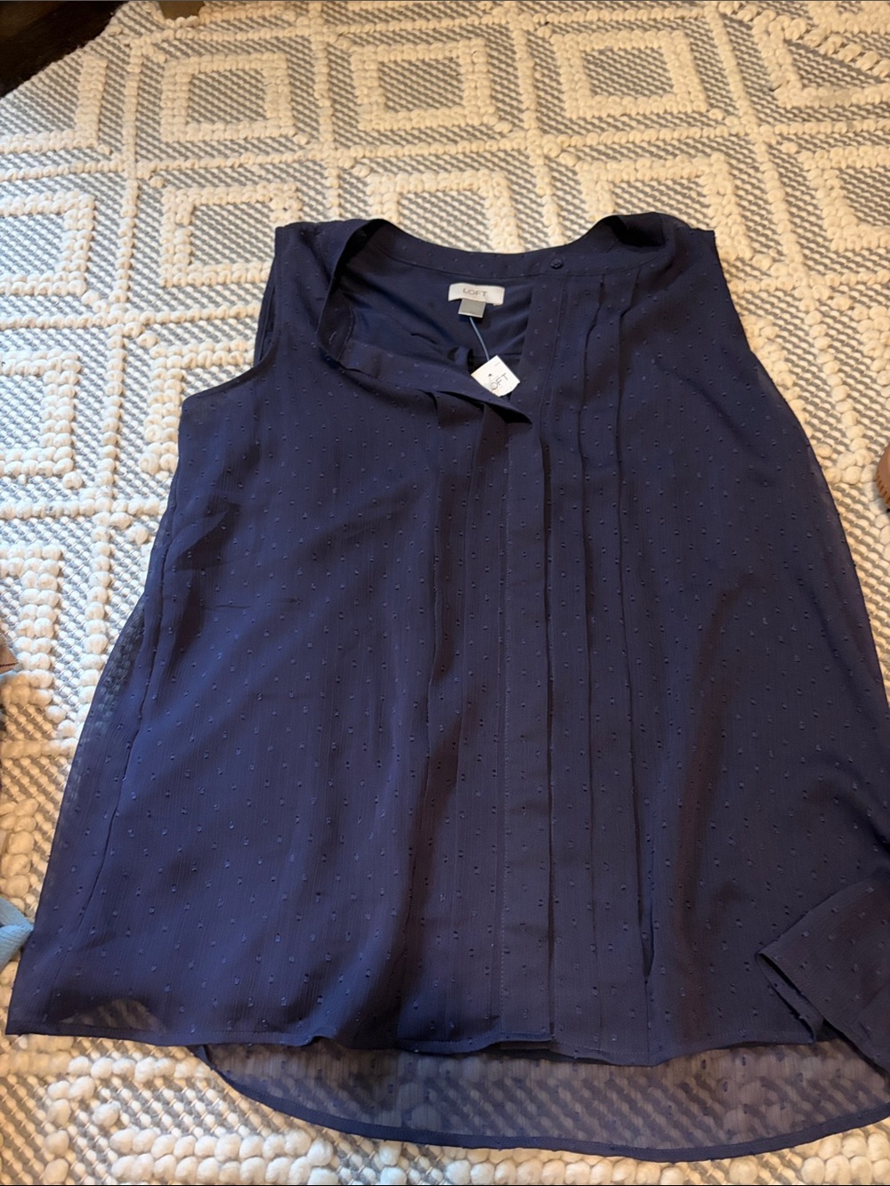 LOFT Navy Sleeveless Pintuck Camisole